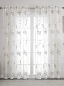 Rèm đơn bảng thêu hoa - màu nâu - Xem 1