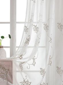 Rèm đơn bảng thêu hoa - màu nâu - Xem 2