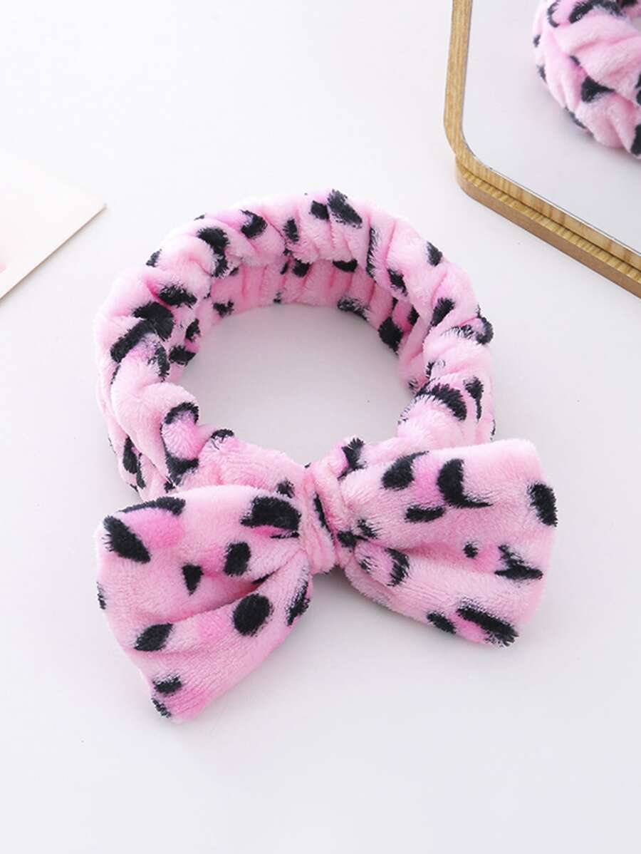 1pc Leopard Print Bath Headband, Modern Polyester Soft Hair Band For Bathroom Home Bathroom Decor Summer - Multicolor - View 1