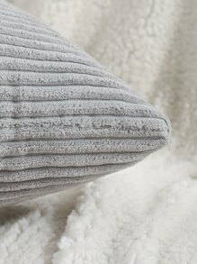 1pc Solid Fuzzy Cushion Cover Without Filler - Grey - View 2