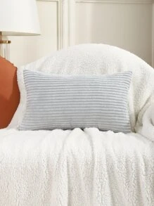 1pc Solid Fuzzy Cushion Cover Without Filler - Grey - View 3