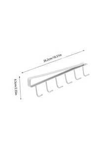 1pc Punch Free Hanging Storage Rack, White Iron Cabinet Hanging Hook For Household - White - View 3