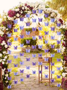 1 个 118 英寸纸花环，带 18 只蝴蝶，浪漫淡紫色手工悬挂装饰，适用于室内室外派对装饰、圣诞节 - 彩色 - 查看 2