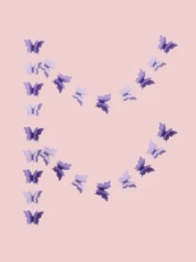 1 个 118 英寸纸花环，带 18 只蝴蝶，浪漫淡紫色手工悬挂装饰，适用于室内室外派对装饰、圣诞节 - 彩色 - 查看 3