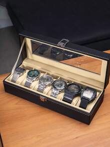 Hộp lưu trữ đồng hồ tối giản 1pc - màu đen - Xem 1