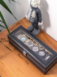 Hộp lưu trữ đồng hồ tối giản 1pc - màu đen - Xem 3