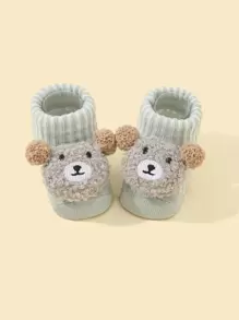 Bebé 1 par Calcetines con diseño de oso de dibujos animados - Gris - Ver 1