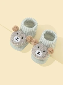 Bebé 1 par Calcetines con diseño de oso de dibujos animados - Gris - Ver 2