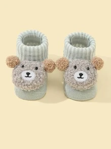 Bebé 1 par Calcetines con diseño de oso de dibujos animados - Gris - Ver 3