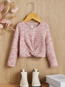 SHEIN Young Girl Space Dye Twist Hem Tee