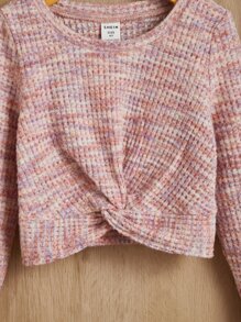 SHEIN Young Girl Space Dye Twist Hem Tee