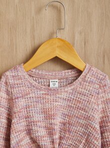 SHEIN Young Girl Space Dye Twist Hem Tee