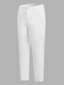 Manfinity NiteLyfe 男士素色斜口袋長褲 - 白色 - 查看 1