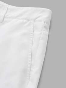 Manfinity NiteLyfe 男士素色斜口袋長褲 - 白色 - 查看 4