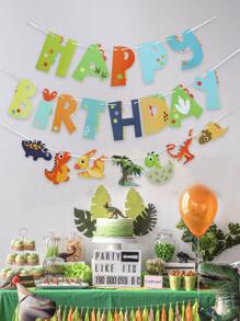 3pcs Dinosaur & Slogan Graphic Pull Flag - Multicolor - View 3