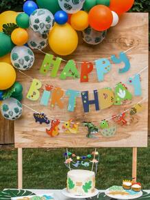 3pcs Dinosaur & Slogan Graphic Pull Flag - Multicolor - View 2