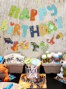 3pcs Dinosaur & Slogan Graphic Pull Flag - Multicolor - View 6