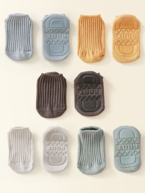 5pairs Baby Letter Graphic Solid Socks