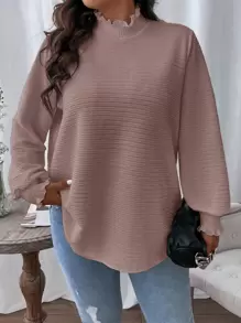 Calvaya Blusa fruncido cuello de manga farol - Rosa vieja - Ver 1