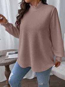 Calvaya Blusa fruncido cuello de manga farol - Rosa vieja - Ver 4