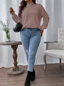 Calvaya Blusa fruncido cuello de manga farol - Rosa vieja - Ver 6