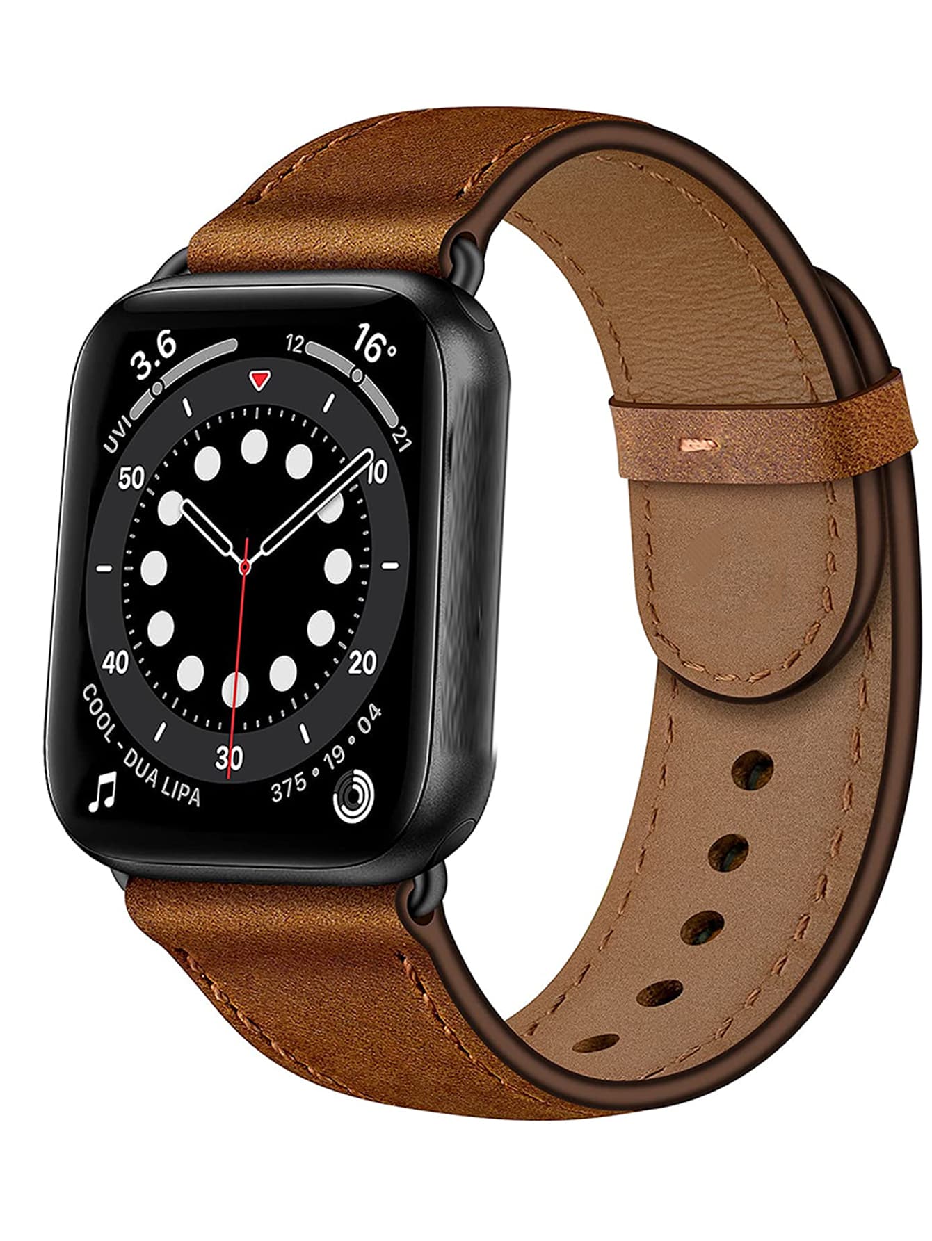 1pc Plain Watchband Compatible With Apple Watch - Brown - View 1