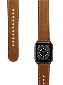 1pc Plain Watchband Compatible With Apple Watch - Brown - View 3