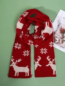 Christmas Deer Print Scarf - Multicolor - View 2