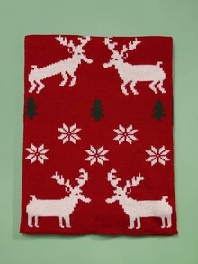 Christmas Deer Print Scarf - Multicolor - View 3