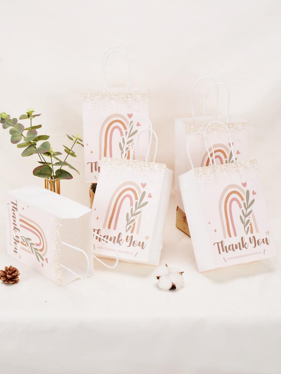 chiếc Túi quà đồ họa hình chiếc lá & khẩu hiệu, Túi giấy quà tặng in hình chiếc lá & cầu vồng hiện đại cho bữa tiệc - Nhiều màu - Xem 1