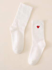 Men Heart Print Crew Socks