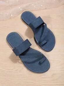 Sandalias vaqueras con puntera minimalista a la moda para mujer - Azul - Ver 5