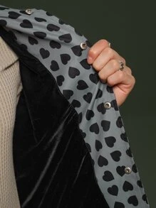 Manfinity 1pc Loose Fit Allover Heart Printed Zip Up Coat - Multicolor - View 2