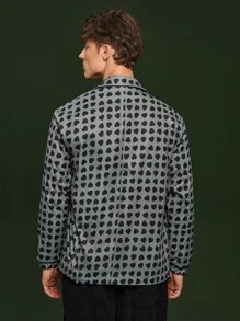 Manfinity 1pc Loose Fit Allover Heart Printed Zip Up Coat - Multicolor - View 6