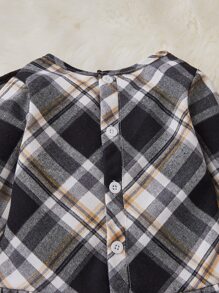 Bebé Vestido con estampado de cuadros ribete con fruncido - Multicolor - Ver 5