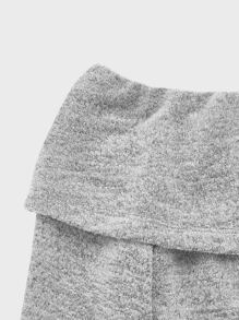 SHEIN MOD Solid Ribbed Knit Off The Shoulder Bell Sleeves Tee - Light Grey - View 3