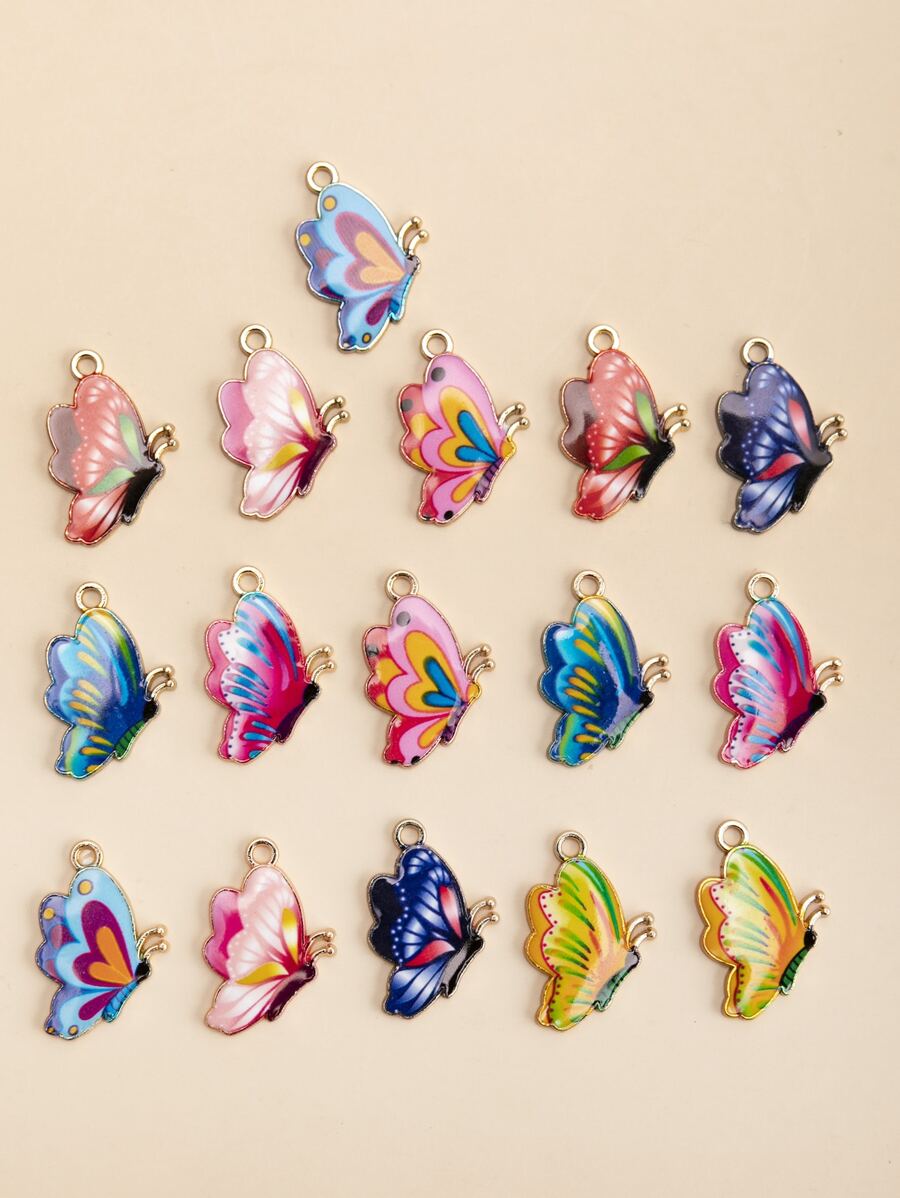 16pcs Butterfly DIY Pendant - Multicolor - View 1