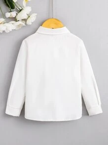 SHEIN Chico joven Camisa con botón delantero - Blanco - Ver 2