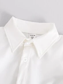 SHEIN Chico joven Camisa con botón delantero - Blanco - Ver 4