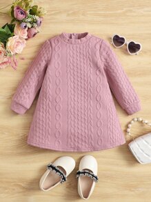 SHEIN Đầm em bé Dây kéo màu trơn Giải trí - Bụi hồng - Xem 1