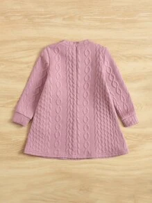 SHEIN Đầm em bé Dây kéo màu trơn Giải trí - Bụi hồng - Xem 2