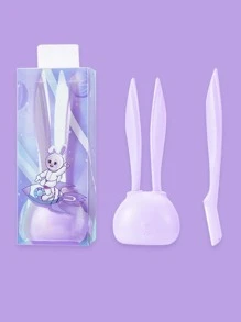 3pcs Eyebrow Cleaning Tool, Eyebrow Knife+Base, Stainless Steel Blade, Which Is Convenient For Storing Eyebrow Knife Set,Cheap,Stocking Stuffers,Makeup,Makeup Tools,Cheap Stuff,Gifts,Gifts For Women,Christmas Gifts - Lilac Purple - View 5