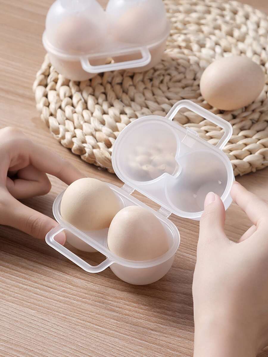 1 pieza Caja de almacenamiento de huevo transparente portátil - Blanco - Ver 1