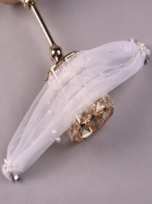 仿珍珠装饰新娘发带优雅头饰。情人节配饰 - 白色 - 查看 3