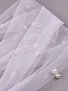 仿珍珠装饰新娘发带优雅头饰。情人节配饰 - 白色 - 查看 4