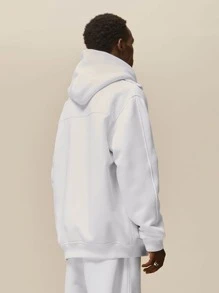 Men Zip Up Drop Shoulder Teddy Liner Jacket Without Hoodie - White - View 2