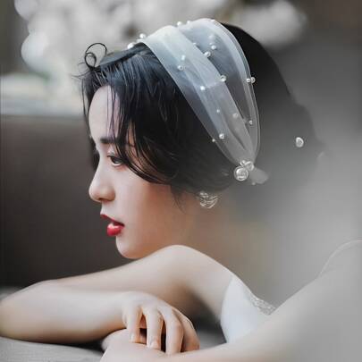 인조 진주 장식 신부 헤어밴드 우아한 티아라 할로윈