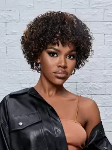 Short Curly Human Hair Wigs 1B/30 Colored Short Curly Wigs For Women 8 Inch Curly Wig 150% Density - S1/30 - View 6