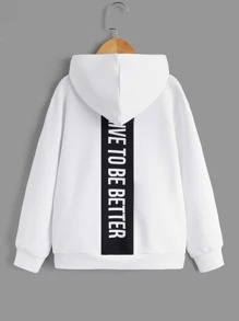 SHEIN Tween Boy Slogan Graphic Drop Shoulder Sweatshirt - White - View 1