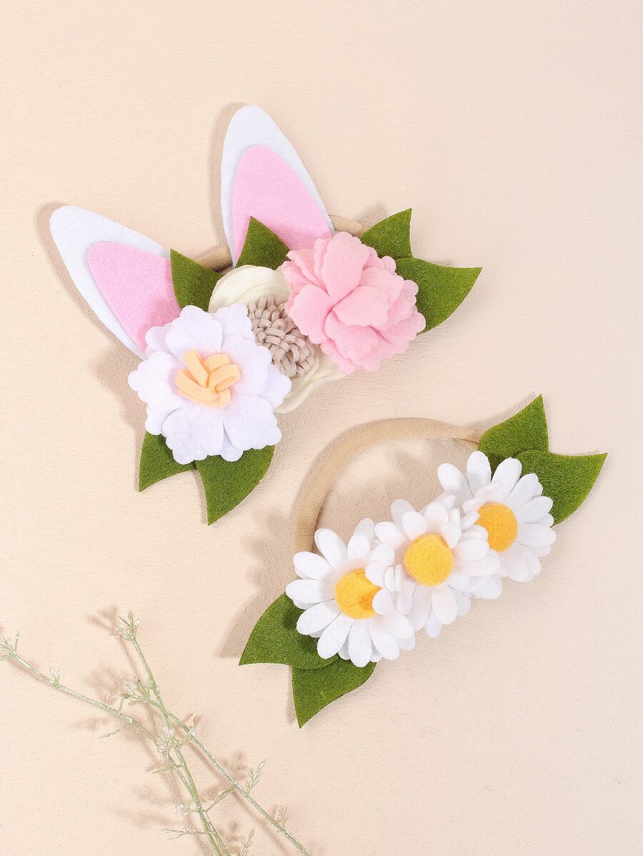 2 cái Baby Flower Decor Hairband - trắng - Xem 1